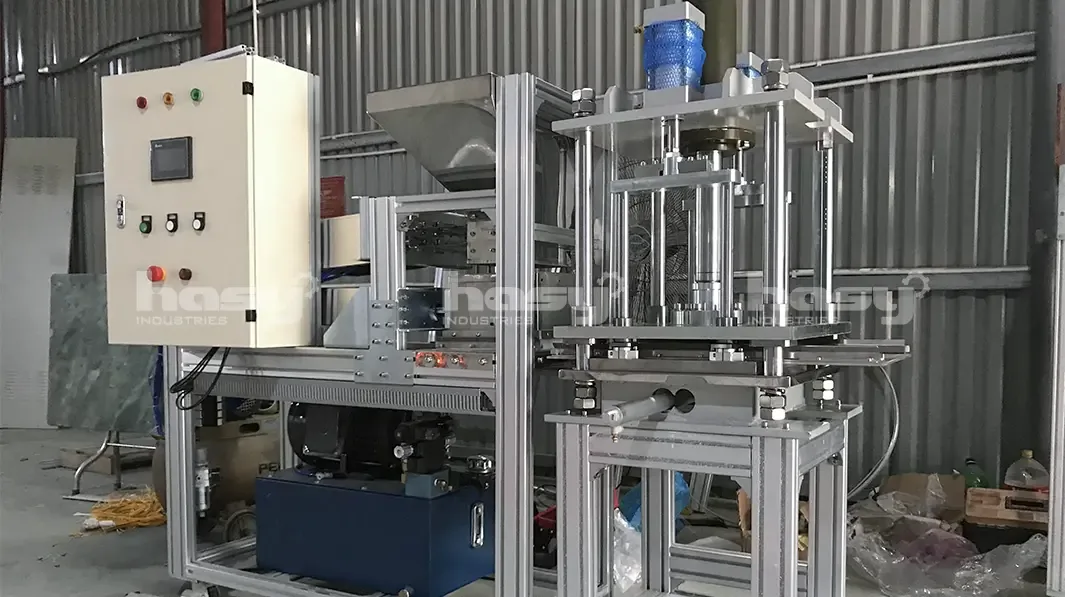 Máy ép bánh khảo, nhìn ngang